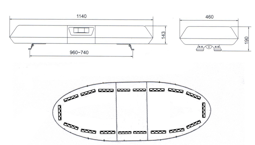 Diagram of R65 Certified 72W LED Police Car Lights for Sale